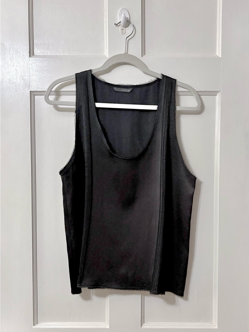 Zara Black Label Formal Tank Top with Frayed Hem